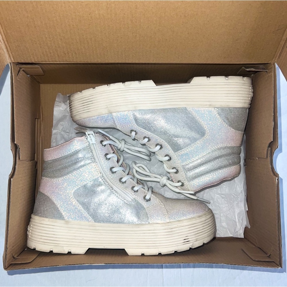 Skechers Street Elevated City Shine High Top Sneakers - White/Pink, Size 4 - Picture 12 of 12
